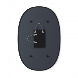 Très grand miroir mural ovale caoutchouc noir Umbra Hub