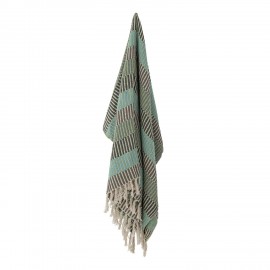plaid bleu turquoise rayures coton recycle bloomingville isnel