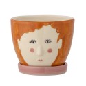 pot visage orange peint motif naif bloomingville jaya