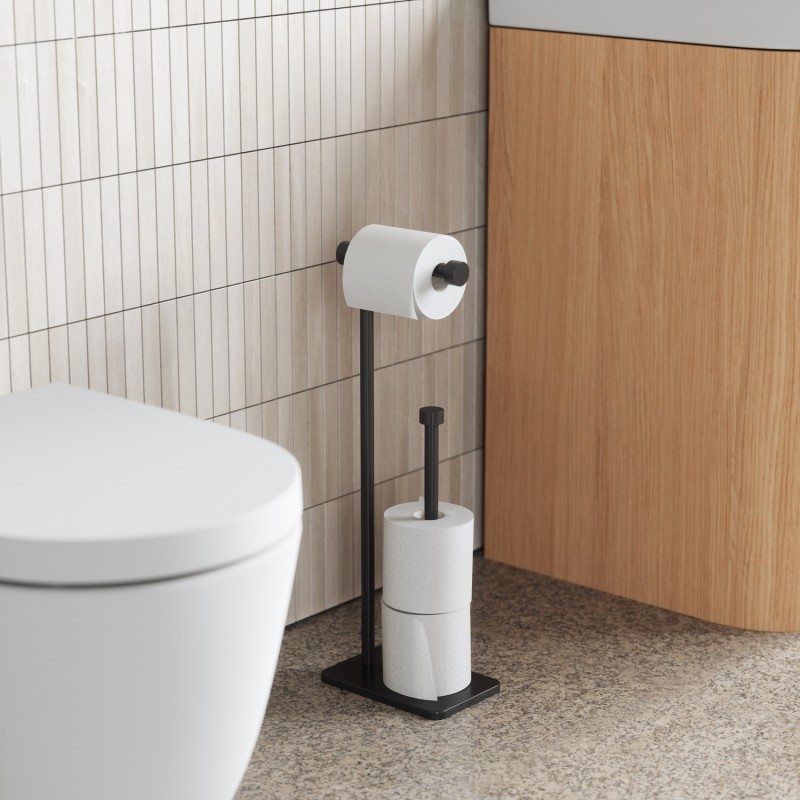 derouleur papier toilette sur pied noir reserve design umbra cappa