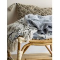 plaid coton recycle gris blanc franges bloomingville sefanit