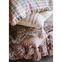 housse coussin coton 50 x 50 pompons tartan rose pastel madam stoltz