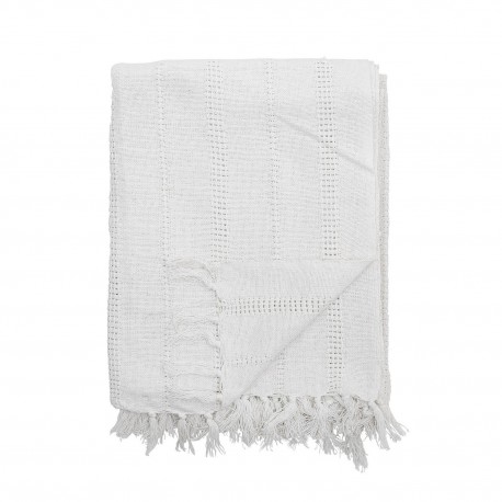 plaid blanc coton franges bloomingville niccoline