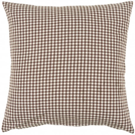 housse de coussin petits carreaux coton marron ib laursen 50 x 50