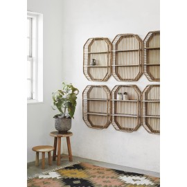 madam stoltz etagere murale bois bambou rotin naturel 18Y1105