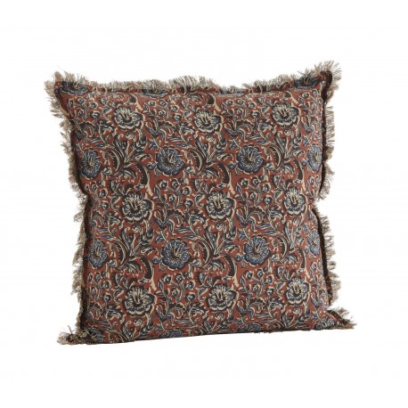 housse de coussin coton imprime fleuri rouge madam stoltz