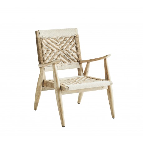 fauteuil lounge bois manguier jute tisse coton madam stoltz