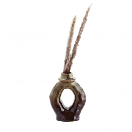 vase gres artisanal brun marron madam stoltz