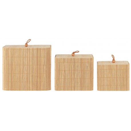 set de 3 boites rangement deco salle de bains bois bambou ib laursen