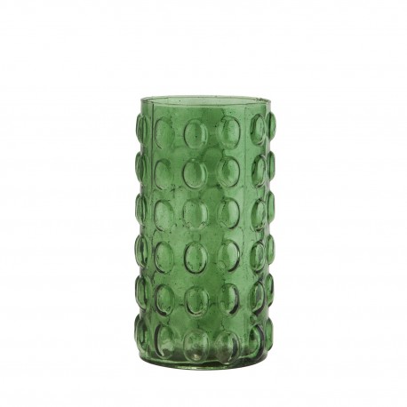 vase verre droit vert style retro vintage bulles madam stoltz