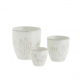 pot de fleur gres blanc motif decoratif cactus madam stoltz