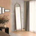 grand miroir a poser cotre mur bois clair design umbra bellwood