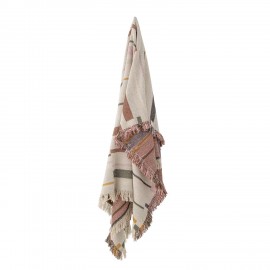 plaid multicolore coton recycle motif raye rose bloomingville toscana