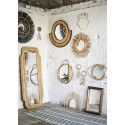 madam stoltz miroir mural rond decoratif bois rotin bambou pateres