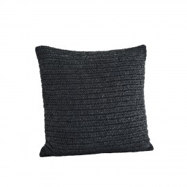 housse de coussin uni noir raphia naturel madam stoltz