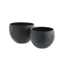 cache pot aluminium martele noir madam stoltz set de 2