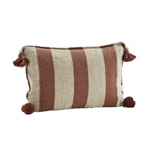 housse de coussin salon rayures lin naturel rouille madam stoltz