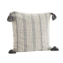grand coussin raye gris coton recycle pompons madam stoltz