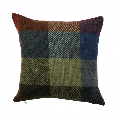 housse de coussin laine agneau a carreaux vert klippan Gotland multi