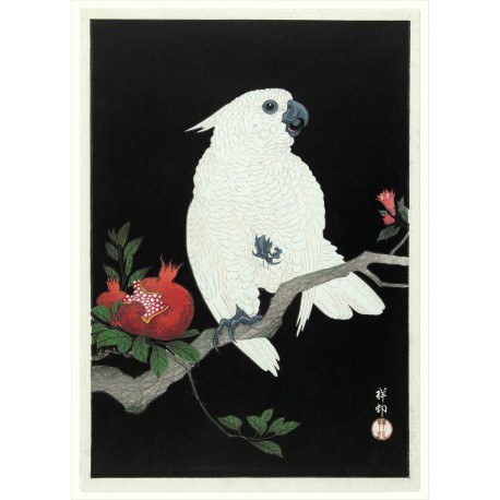 affiche ukiyo japonaise peroquet the dybdahl cockatoo pomegranate