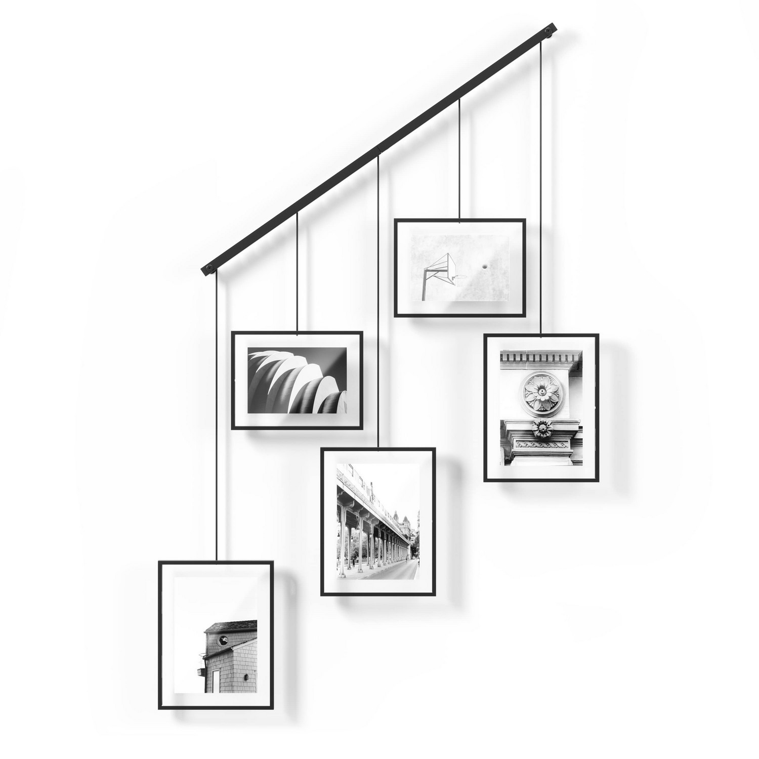 DEKNUDT - Cadre photo pêle-mêle / multivues - S68VB - hexagonal avec pinces  à linge - Noir - 40x40cm