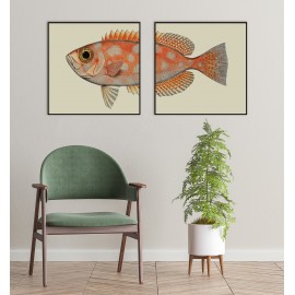poster dessin tete de poisson orange the dybdahl dotted fish head