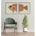 poster dessin tete de poisson orange the dybdahl dotted fish head