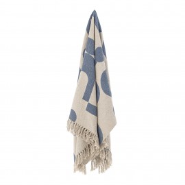 plaid chic motif geometrique bleu coton recycle bloomingville
