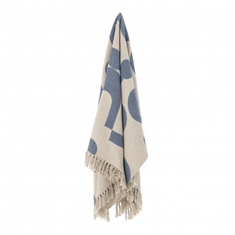 plaid chic motif geometrique bleu coton recycle bloomingville