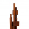 grande sculpture abstraite brutalisme bois fonce skyline l
