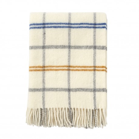 plaid laine agneau blanc ecru motif tartan klippan