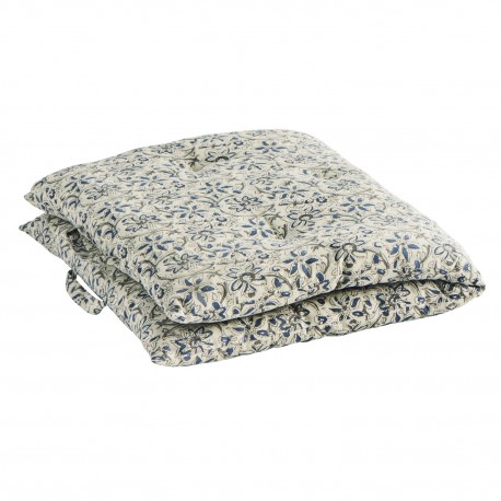 coussin de sol fleuri bleu coton madam stoltz