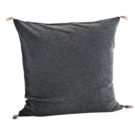 housse de coussin gris anthracite uni coton lave madam stoltz 50 x 50