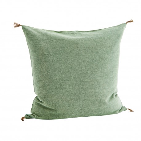 housse coussin uni vert coton lave madam stoltz