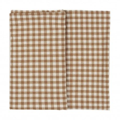 nappe a carreaux coton marron retro vintage ib laursen