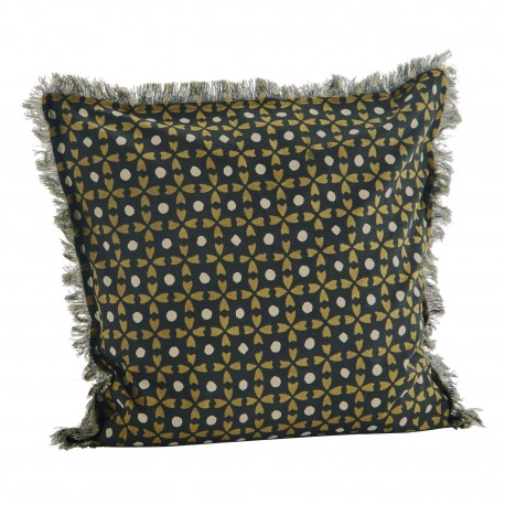 grand coussin graphique noir moutarde coton madam stoltz