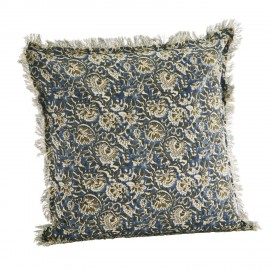 grande housse coussin floral bleu coton madam stoltz