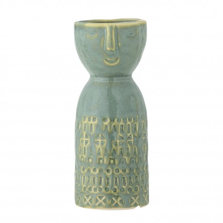 petit vase gres vert visage souriant bloomingville embla