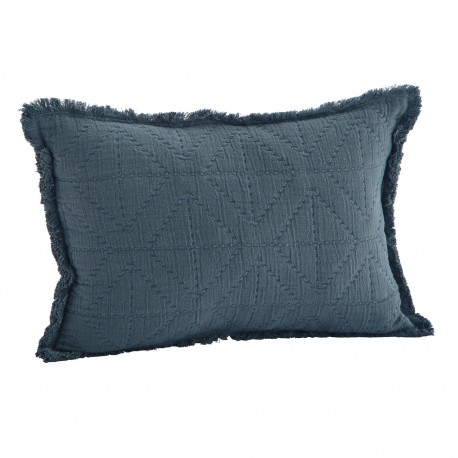 petit coussin rectangulaire coton uni bleu marine madam stoltz