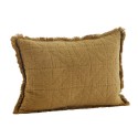 petit coussin coton uni marron noisette franges 3 boutons madam stoltz