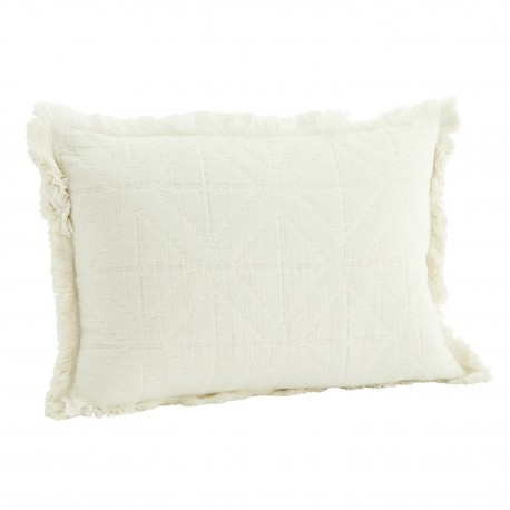 petit coussin coton brode uni blanc ecru franges madam stoltz