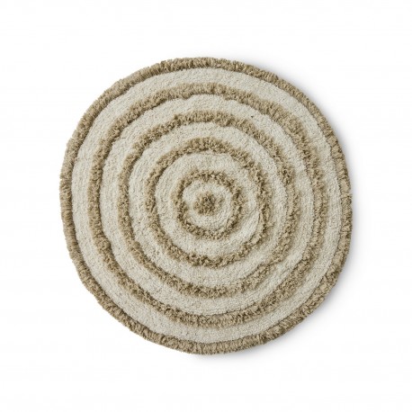 tapis rond beige coton tufte rayures rondes hk living
