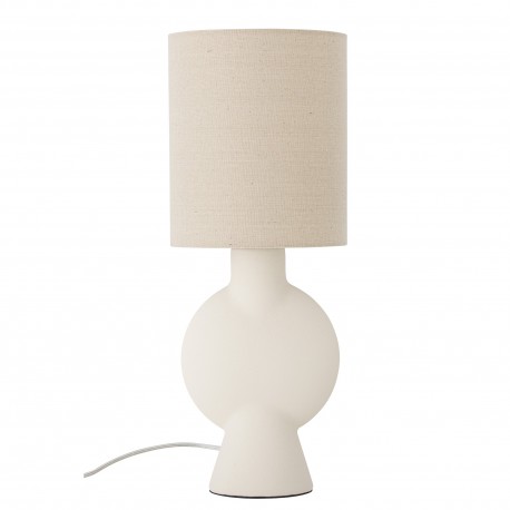 lampe a poser chic gres creme ecru abat jour lin bloomingville sergio