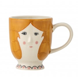 tasse a cafe peinte a la main visage femme bloomingville jaya