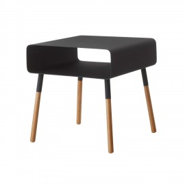 table de chevet d appoint design metal noir bois yamazaki plain