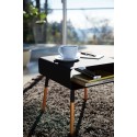 table de chevet d appoint design metal noir bois yamazaki plain