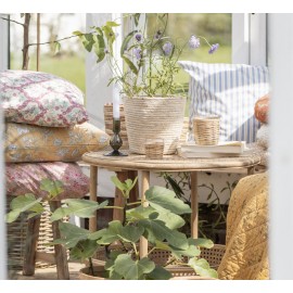 grande housse coussin tapisserie jaune motif fleurs  ib laursen