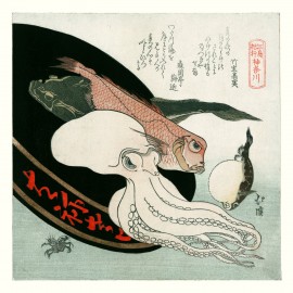 poster japonais calamars Ukiyo-E The Dybdahl Sashimi gang
