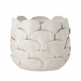 cache pot decorafit blanc ecru petales gres bloomingville madda