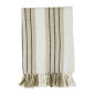 plaid coton recycle beige rayure franges madam stoltz